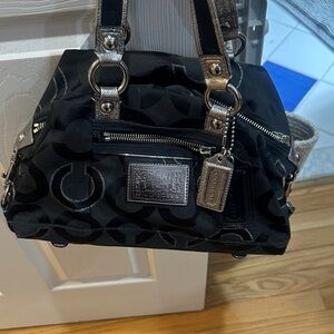 Coach Black and Silver Shoulder Bag